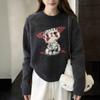 Pull Tricoté Lâche Automne Hiver Femme Doux Chaud Manches Longues Couleur Unie Décontracté Surdimensionné Pull Hauts Quotidien Streetwear