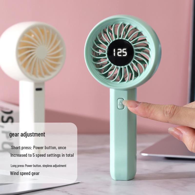 Portable Rechargeable USB Mini Fan with Digital Display and Strong Wind
