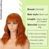 MISSQUEEN Synthetic Fiber Short Wavy Wig Middle Length Natural Wave Hair with Bangs for Women Orange Wig Cosplay Party