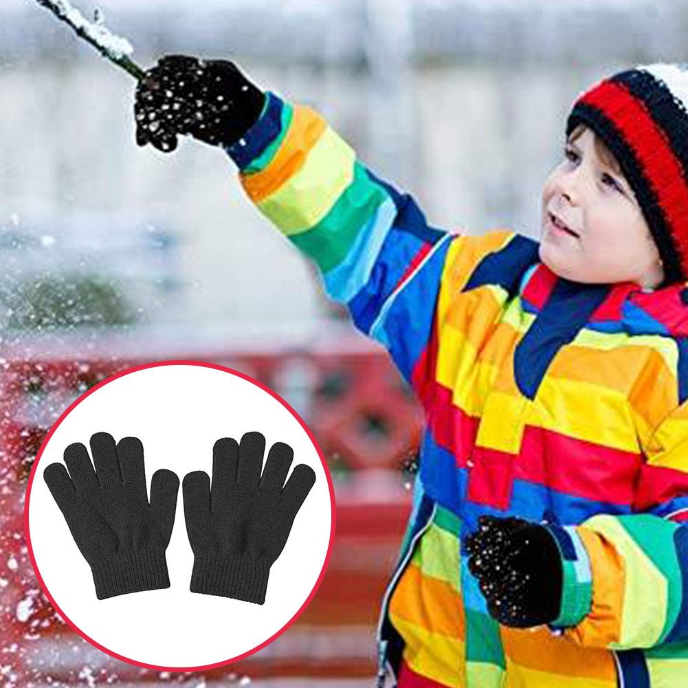 For 4-8 Years Old Kids Boys Girls Winter Cold And Warm Gloves Children Gloves Winter Knitted Full Finger Gloves Unisex Solid