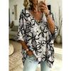 Printed Plus-Size Women's V-Neck Batwing Sleeve T-Shirt Bohemian Ethnic Print Loose Top Summer Comfortable Breathable Daily Commute Casual