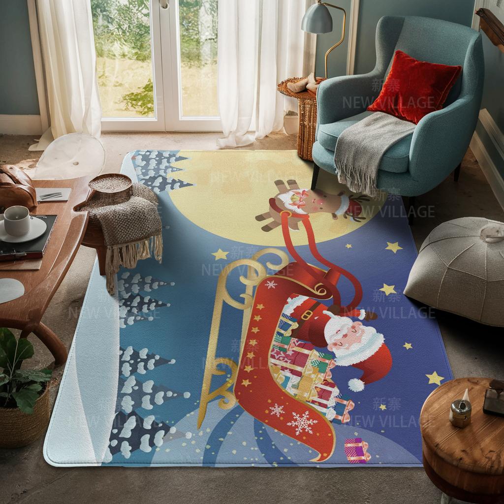 House Entrance Carpet Home Door Mat Living Room Bath Foot Bathroom Non-slip Water Absorption Rugs Bath Merry Christmas Winter