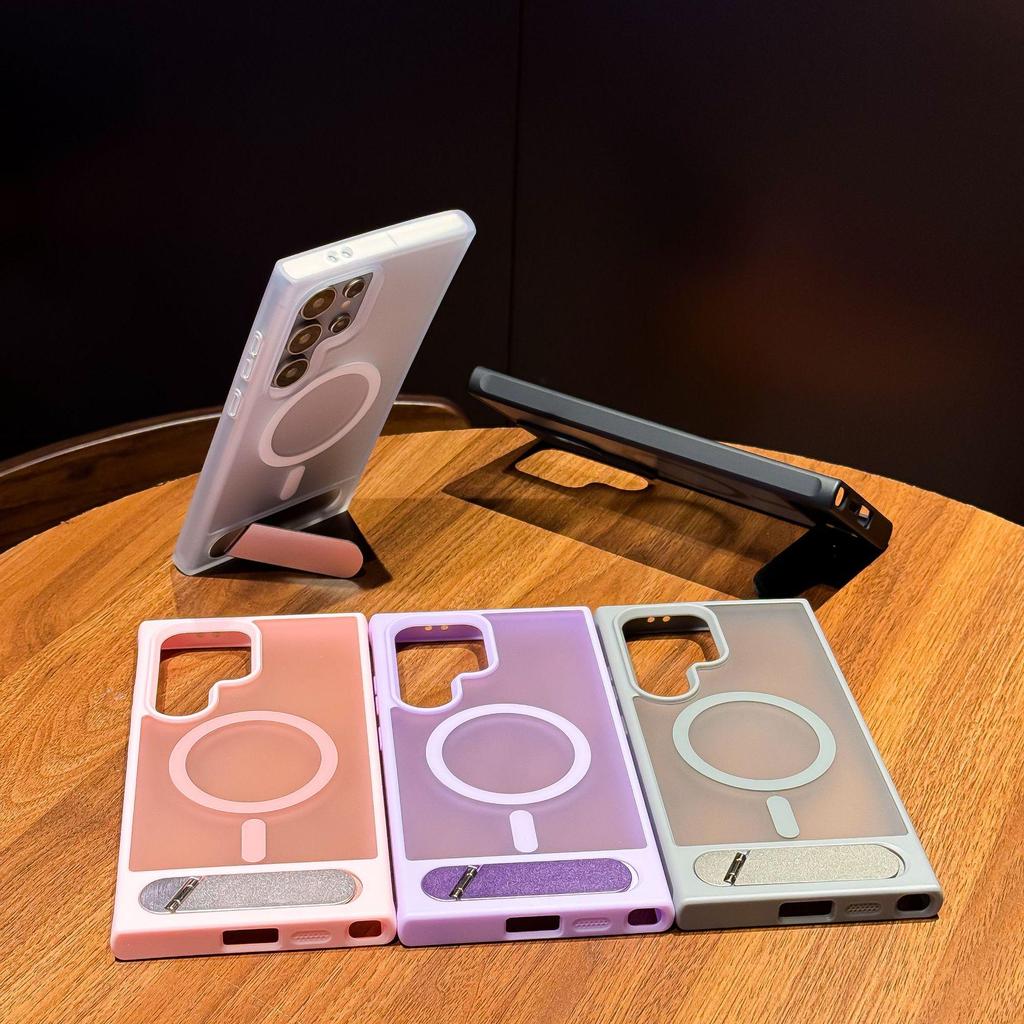 Samsung S25 Ultra/S24 Plus Magnetic Flip Stand Phone Case with Skin-Feel Finish