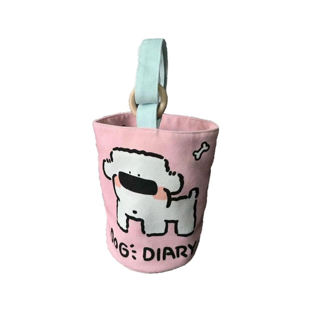Letter Cartoon Handbag Husky Bucket Shape Bag Elegant Canvas Dog Tote Bag Outdoor