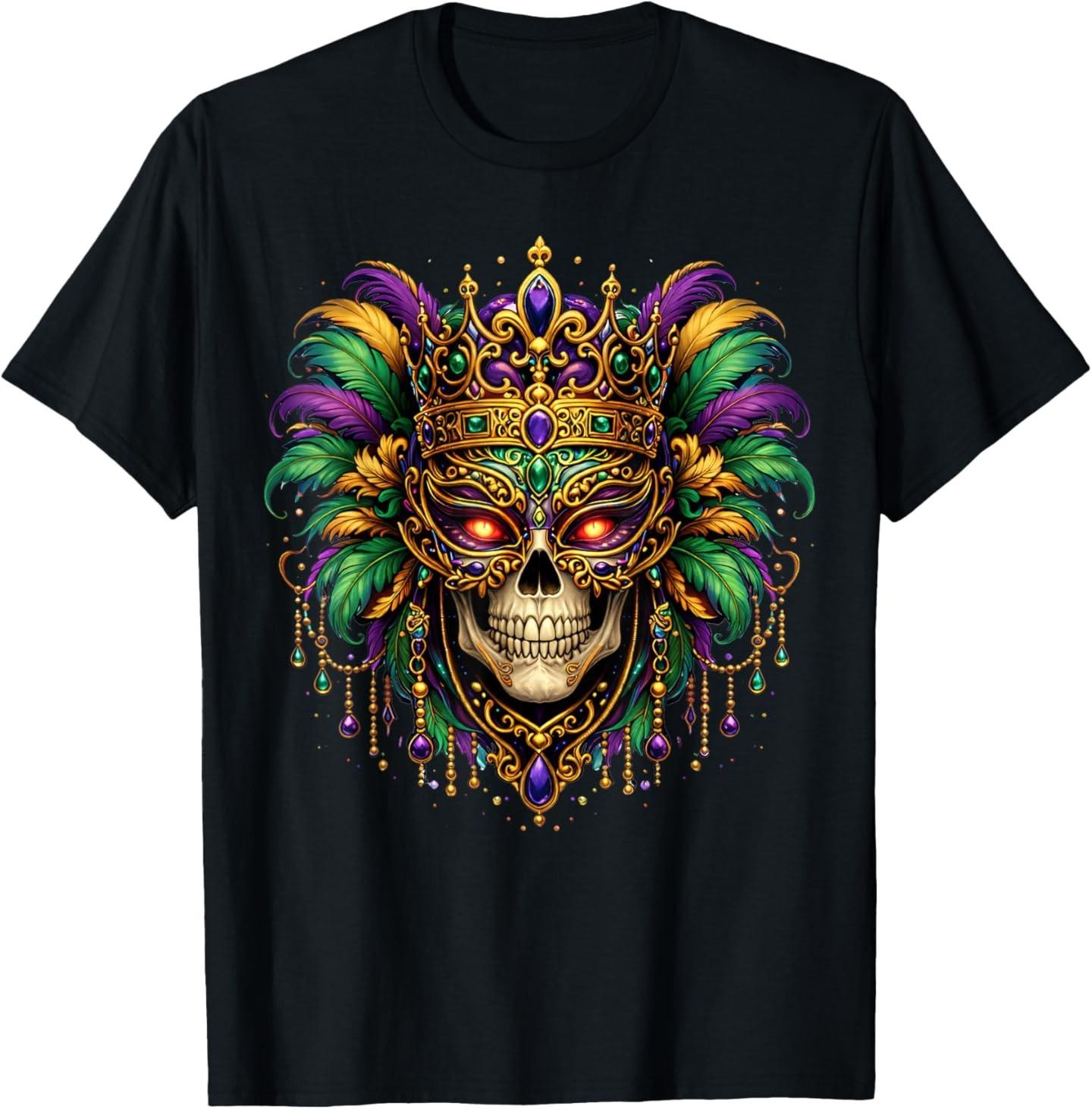 Mardi Gras Costume Sugar Skull Carnival Mardi Gras T-Shirt S