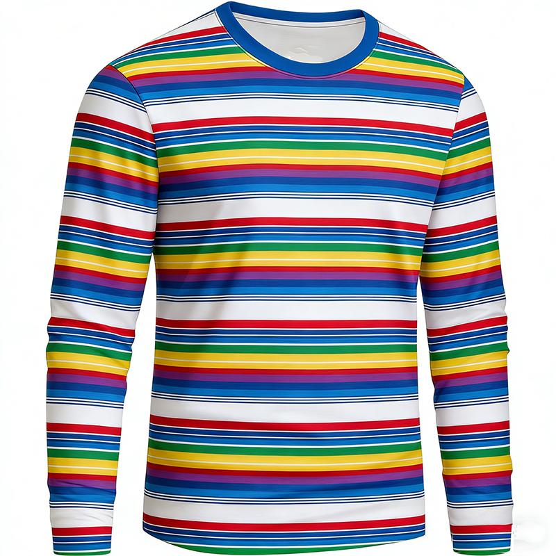 Men's T-Shirt 3D Digital Printing Comfortable Spring and Summer Pattern Long Sleeve Fashionable Clothing Casual Round Neck