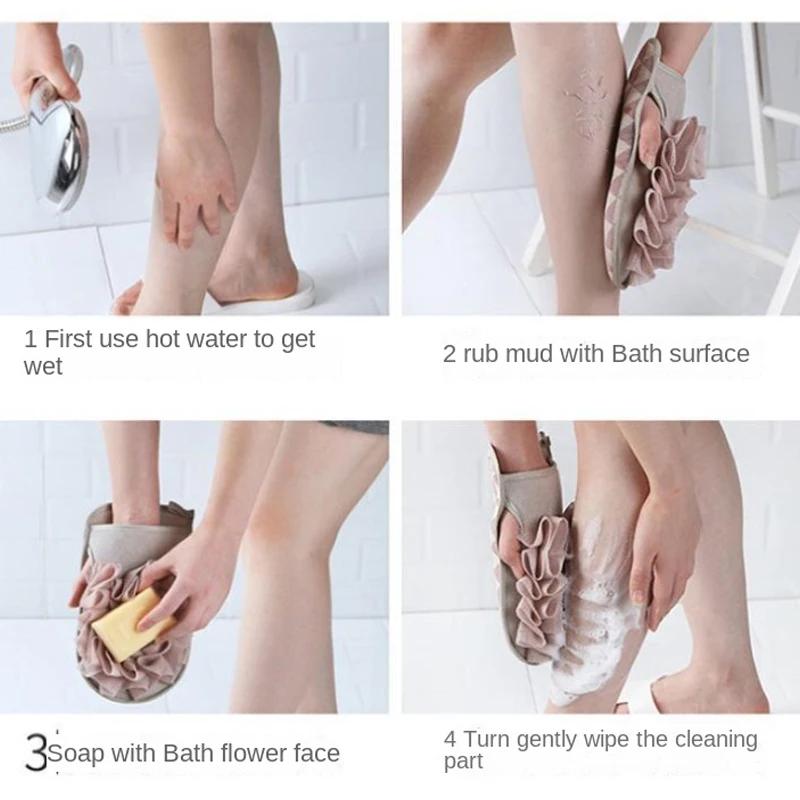 A Three-Color Optional Simple Flower Type Scrub Towel Glove Type Household Double-Sided Bath Products Strong Dust Rub Mud