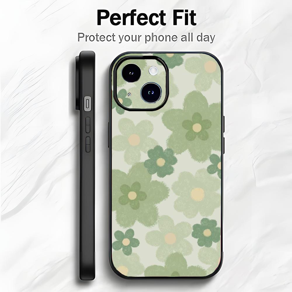 Sage Green Groovy Flowers Art Phone Case Phone Case Soft Packaging Lightweight For iPhone17 16 15 14 13ProMax