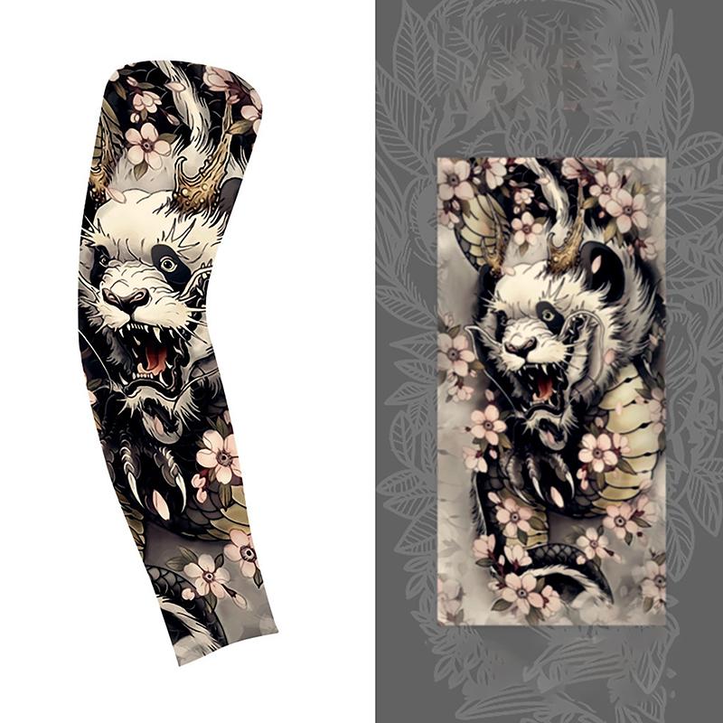 1Pc Arm Covers Flower Cooling Arm Tattoo Sleeve Uv Protection Cycling Gloves Unisex Sunscreen Sleeve Sunscreen Arm Warmers