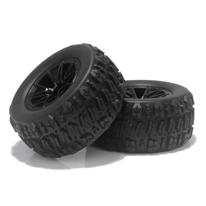 4PCS 90mm 12mm Hex Monster Truck Rubber Tires Off Road Buggy Wheel for 1/14 RC Car Wltoys 144010 MJX Hyper Go 14209 14210 RC Car