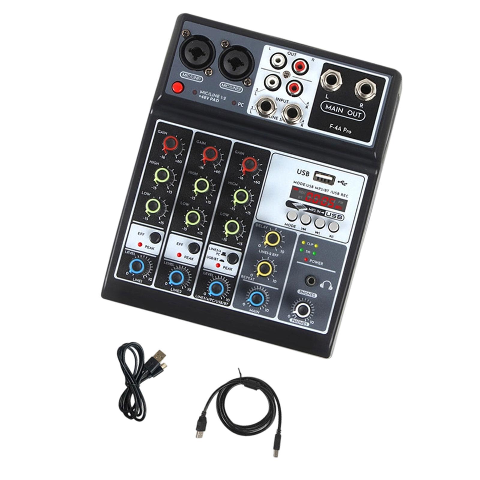 4 Channel Professional Sound Mixer With Bluetooth-compatible Wireless USB Connection and Sound Control for DJ Equipment 1