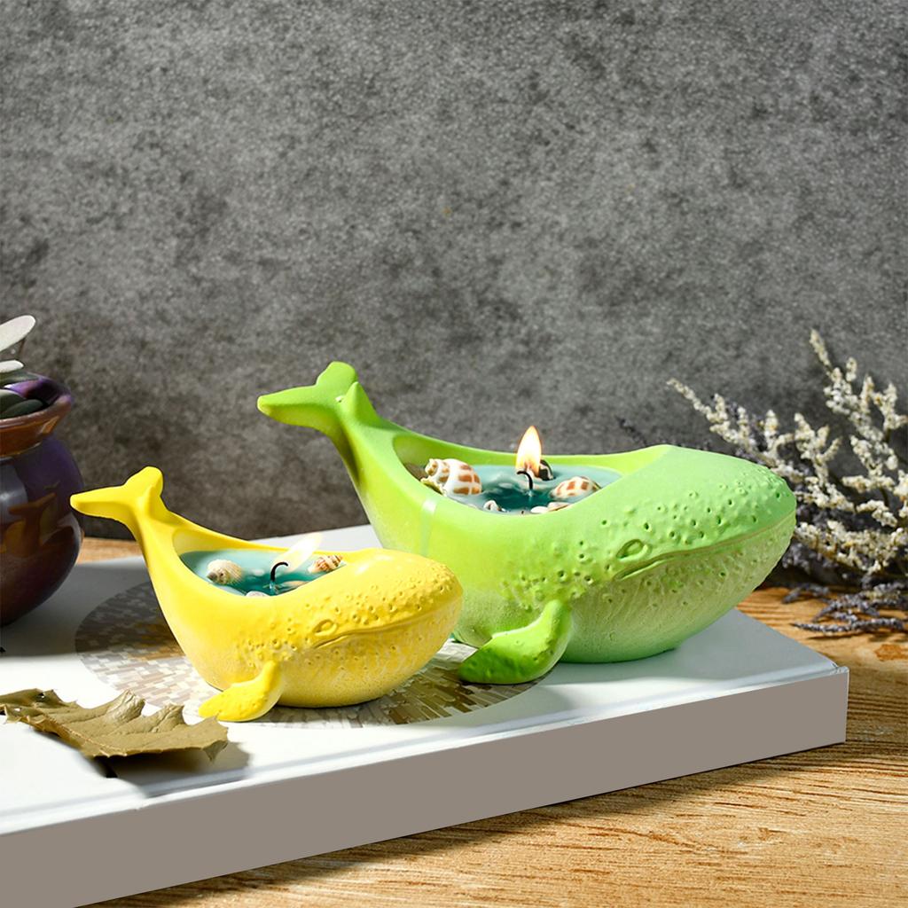 Multipurpose Sturdy Silicone Whale Candle Holder Mould Set Portable for Resin Plaster Craft Supplies Assorted Sizes