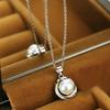 Huitan Simulated Pearl Lady Pendant Necklace  Color Inlaid Shiny CZ Elegant Wedding Party Accessories Trendy Daily Jewelry