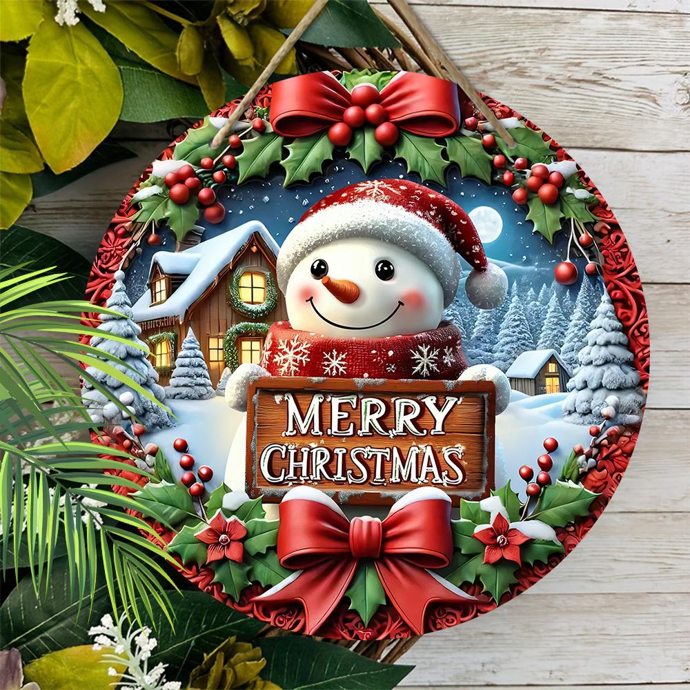 Christmas Decoration Sign,indoor Hanging decorations,2D Flat Wooden Products with Christmas Snowman pattern,Christmas Gifts for Friends and Family