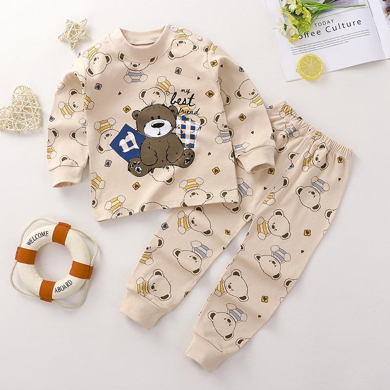 2026 Summer Children Full Sleeve Underwear Suits Baby Spring O-Neck Cartoon Cotton Pajama Set Long Pant Kids Home Wear Clothing Suit for Girl Boy