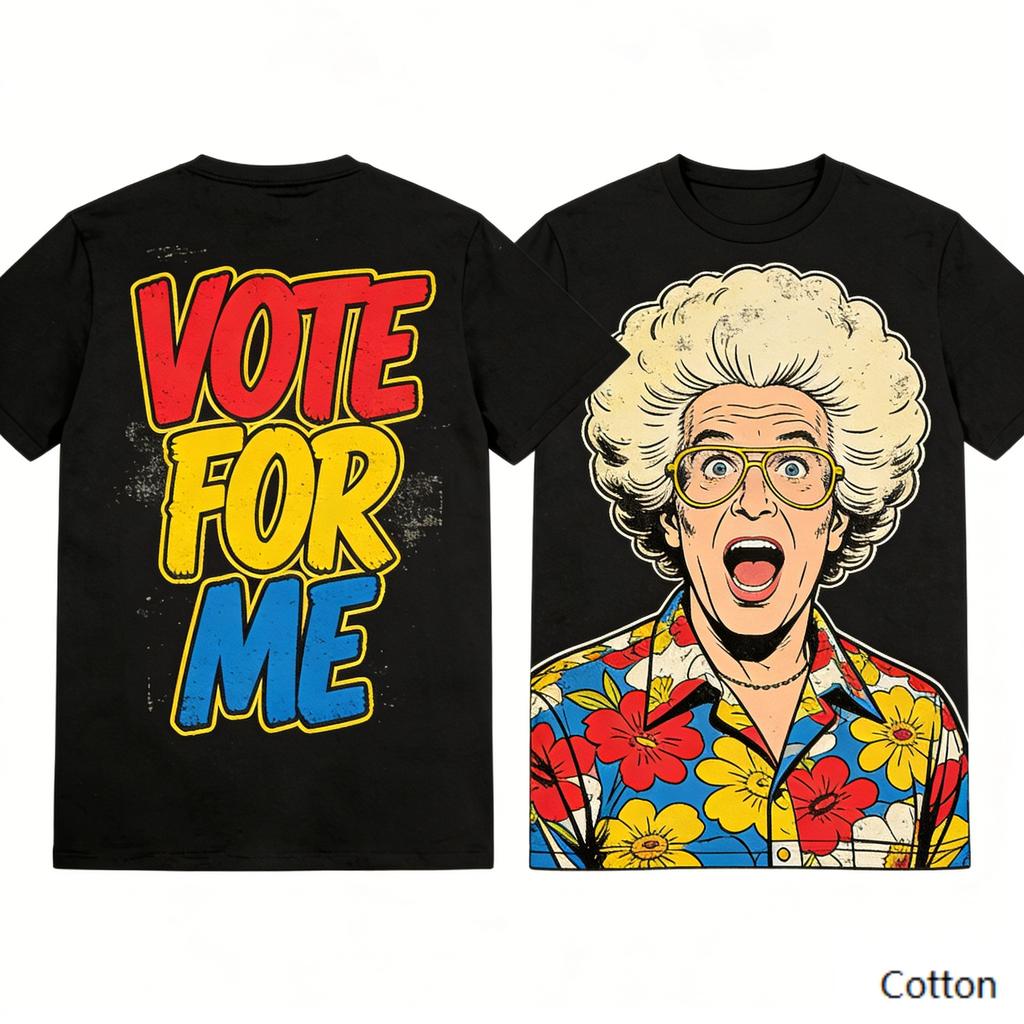 Vintage TV Host Comic Characters Print Pure Cotton TShirt Unisex Comedy Style Streetwear Oversized Top