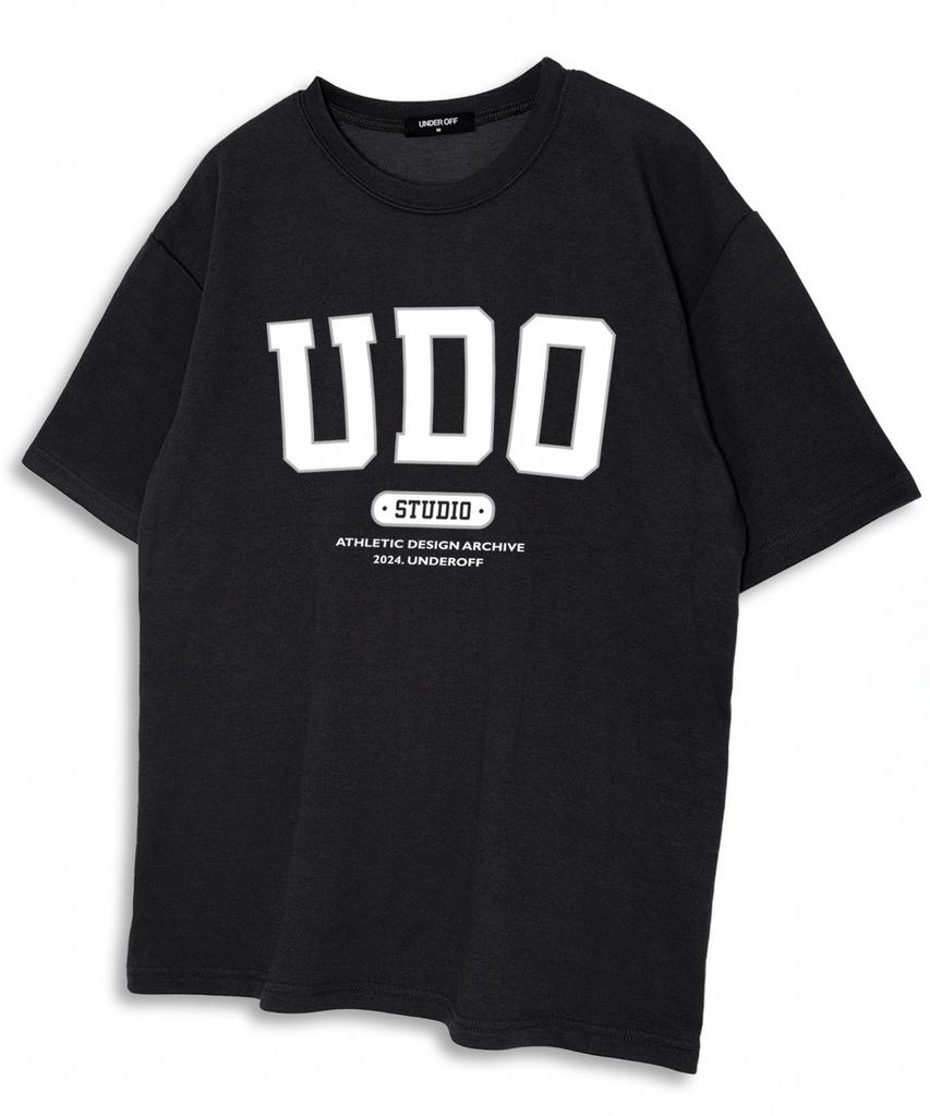 UNDEROFF Oversized Crew Neck Udo Arch Logo Short Sleeve T-Shirt Black Red