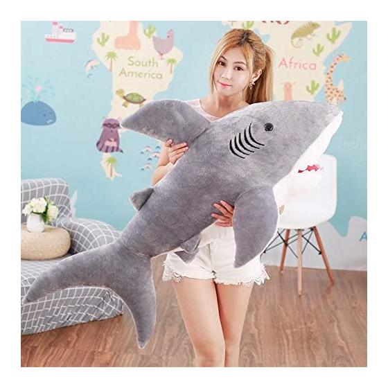 Shark Plush Toy Extra Large Shark Hugging Pillow/Shark Stuffed Toy/Children s Gift/Celebration/Fluffy Stuffed Toy Shark (As Pictured)... (100cm)