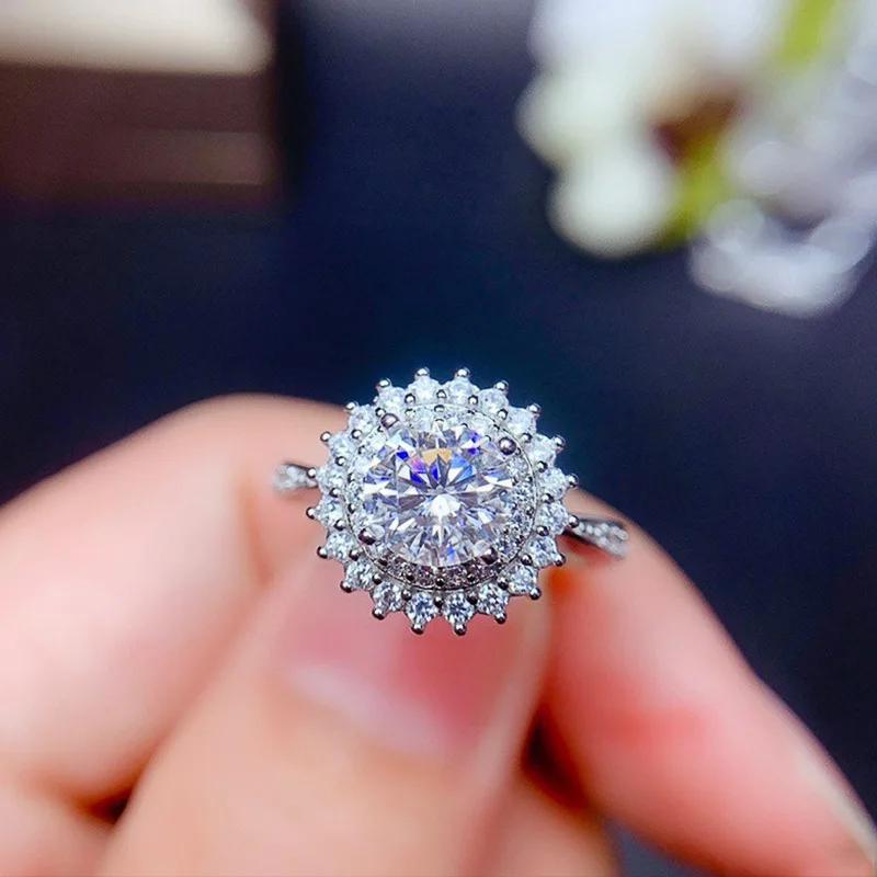 

Luxury Female Rings Sterling SIlver Sunflower Shaped Shiny Zircon Finger Rings for Women Promise Love Wedding Gift 6