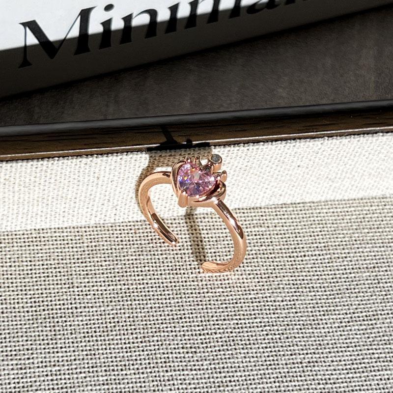 

2026 Purple Love Star Rose Gold Light Luxury Flower Purple Diamond Temperament Ring Female Love Cold Wind Niche Design Ring Resizable