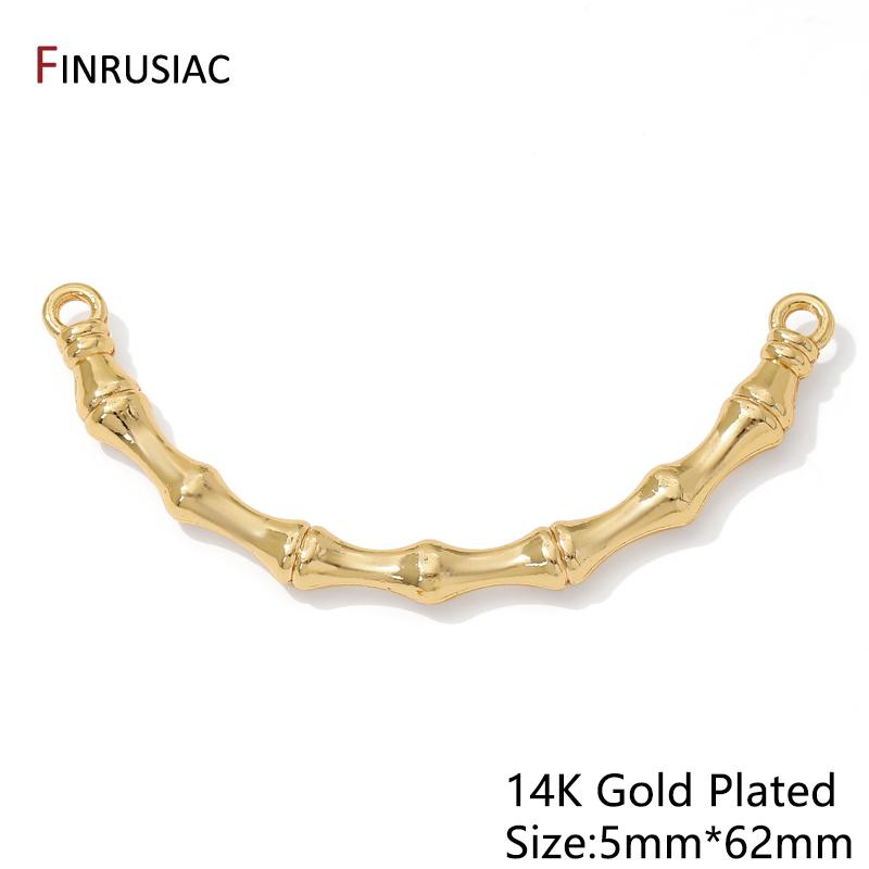 

14/18K Gold Plated Brass Bamboo Shape Branch Half Bracelet Connecting,Rod Hooks Connector For DIY Jewelry Making Accessories 2 pieces