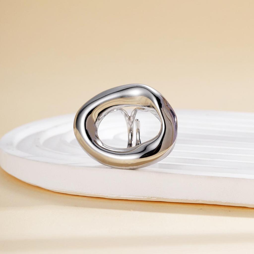 Stainless Steel Thick Geometric Open Ring for Women - Personalized and Irregular Design