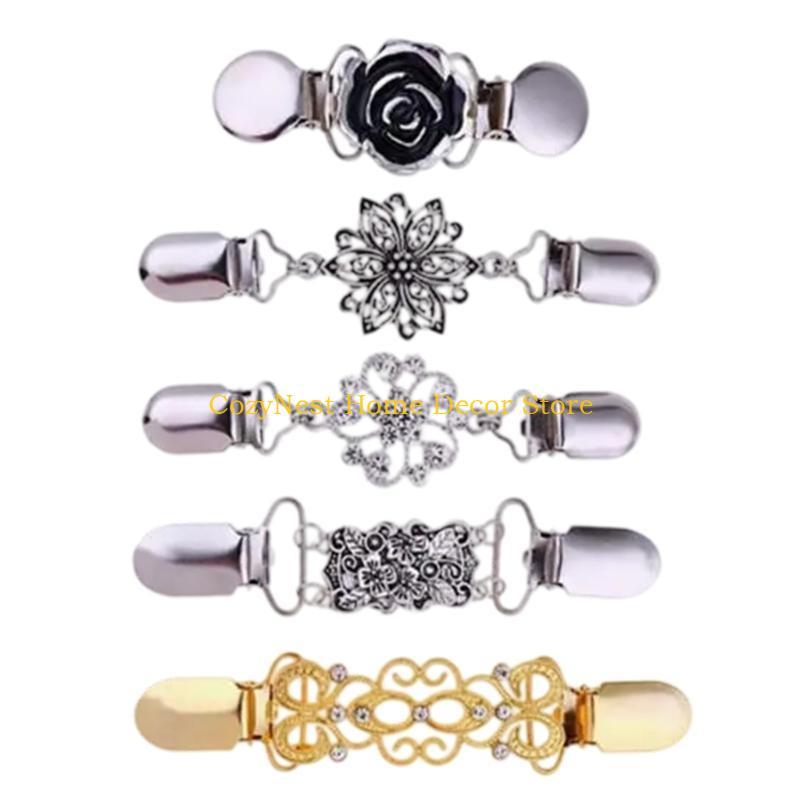 92MF Cardigan Collar Clip Scarf Collar Clip Sweater Shawl Clip Cardigan Brooch Safety Pin For Women Sweater Scarf Shawl Dress