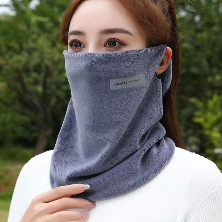 Velvet Autumn Winter Warm Neck Protection Scarf Women Outdoor Cycling Men Korean Cold Resistant Knitted Face Mask Neckerchief