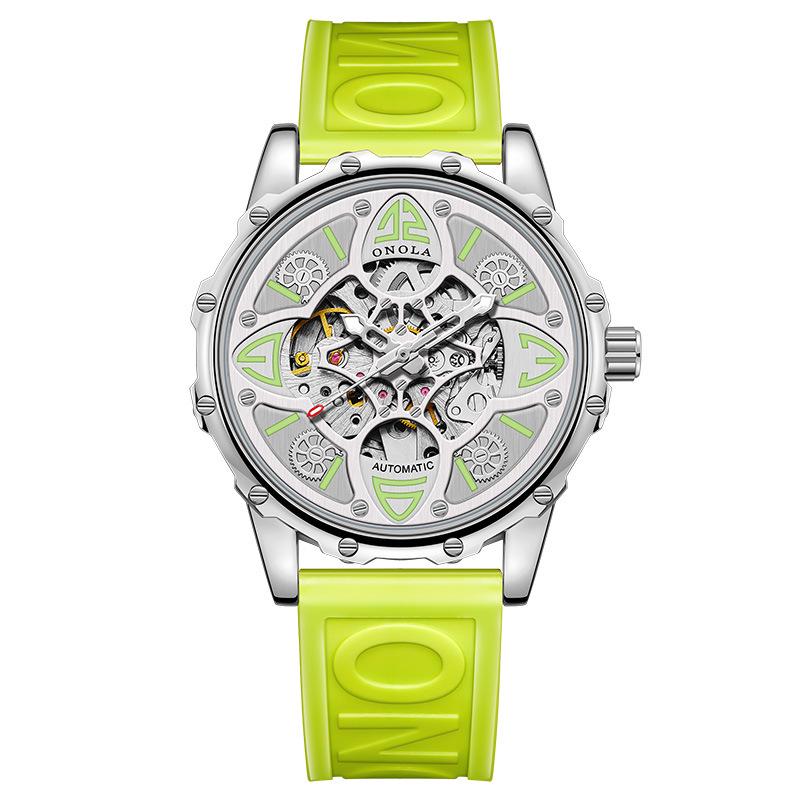 ONOLA Four-Leaf Clover Automatic Mechanical Watch - Unisex Waterproof with Rubber Strap