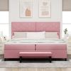 Box Spring Bed with Headboard Pink 200 X 200 Cm Velvet
