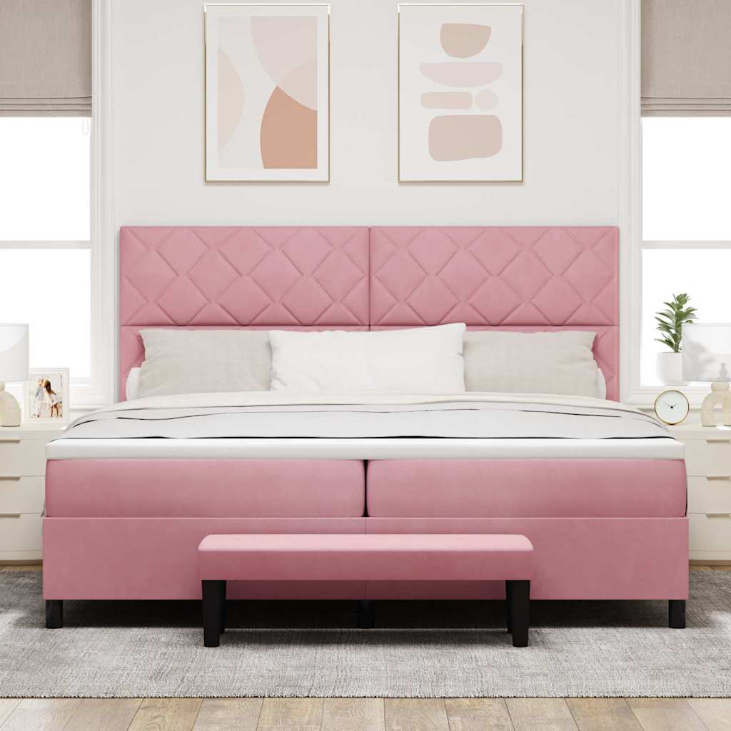 Box Spring Bed with Headboard Pink 200 X 200 Cm Velvet