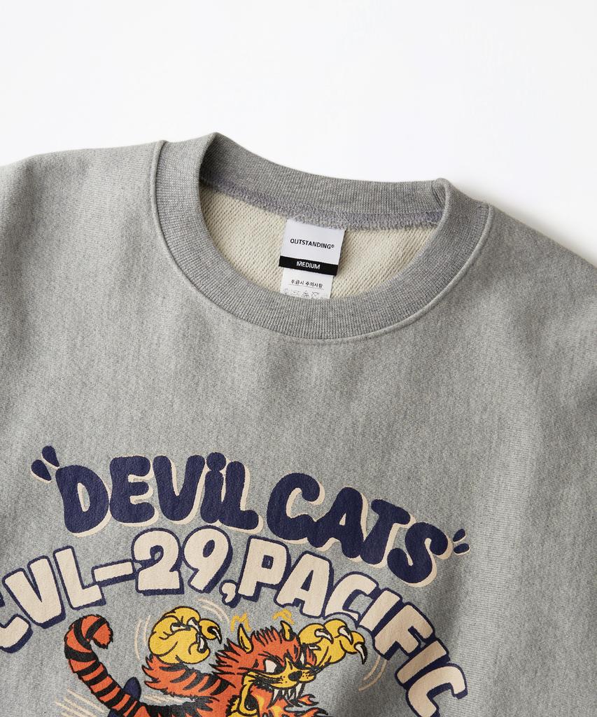 OUTSTANDING Mil Series Sweat(Devil Cats)_8%Melange Gray