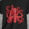 Octopus T-shirt Sea Creature Print Black Tee Ocean Animal Shirt Nautical Style Marine Life Graphic Tee Gift For Ocean Lover