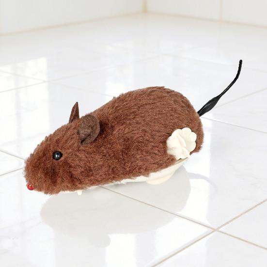 Wind-Up Mouse Cat Toy Plush Mouse with Rotating Tail Automatic Moving Mouse Interactive Cat Toy for Pounce Chasing Hunting Instinct Simulation