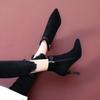 High-heeled Short Boots Autumn New Fashion Mid-heel Suede Pointed-heeled Versatile Side Zipper Martin Boots