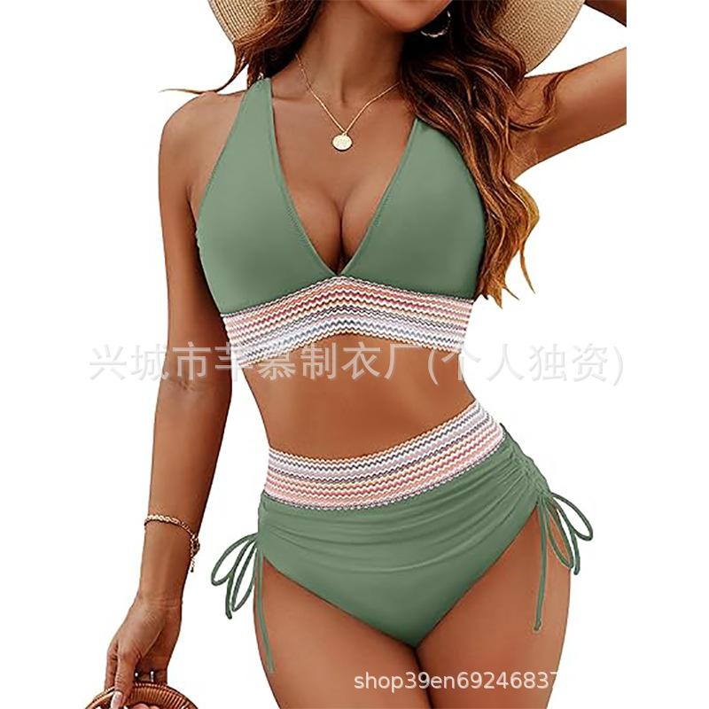 New swimsuit women's split sexy bikini high waist belly cover neck tight explosion
