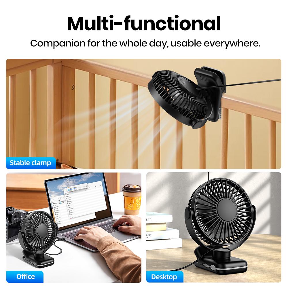 TOPK Mini Portable Clip on Fan,USB Desk Fan,3 Speeds Quiet Wind 720° Rotate Personal Electric Fan,Standing Fans for Room Home