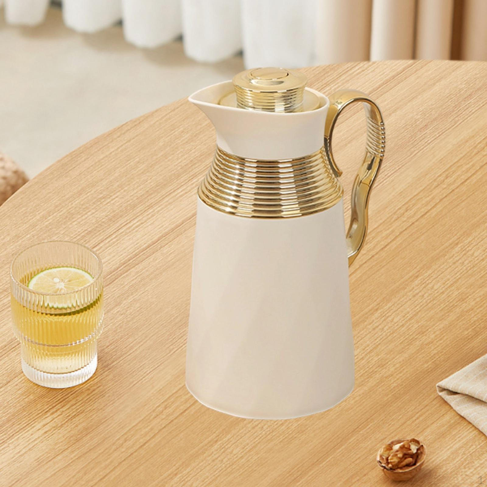 Кофейный графин Изолированный Арабский Термос 1000 мл Универсальный с ручкой Роскошный чайник бежевый