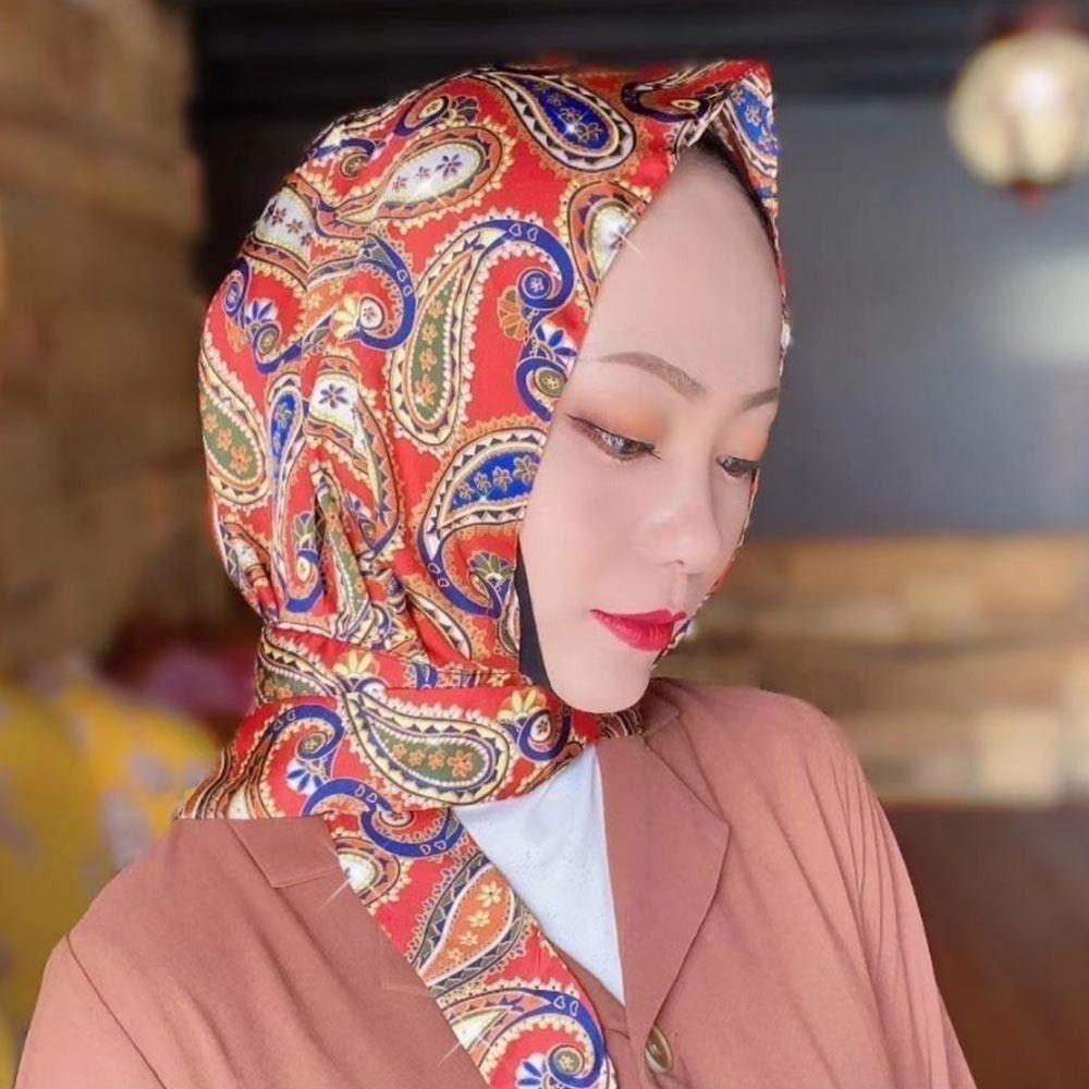 Simulation Silk Baotou Hat Soft Headscarf Summer Islamic Hat  Women