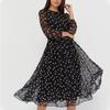 Vintage Dot Druck Frauen Chiffon Kleid Sommer Mode Casual Kleid Boho Strand Frauen A-linie Kleid