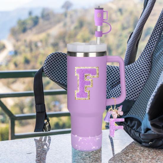 7Pcs Cup Accessories Set for 30/40oz Tumbler Silicone Straw Lid Spill-Proof Stoppers Handle Charm Initials Sticker Durable Personalized Mug