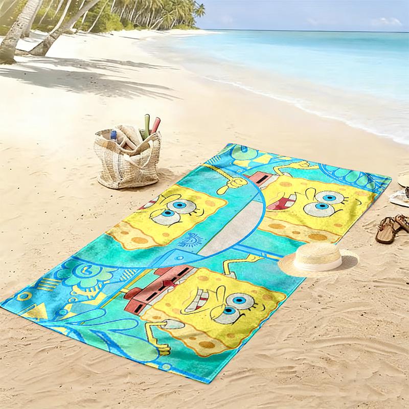 SpongeBob SquarePants3 Print Beach Towel, Large Soft Quick Dry Towel for Beach Camping Swimming
