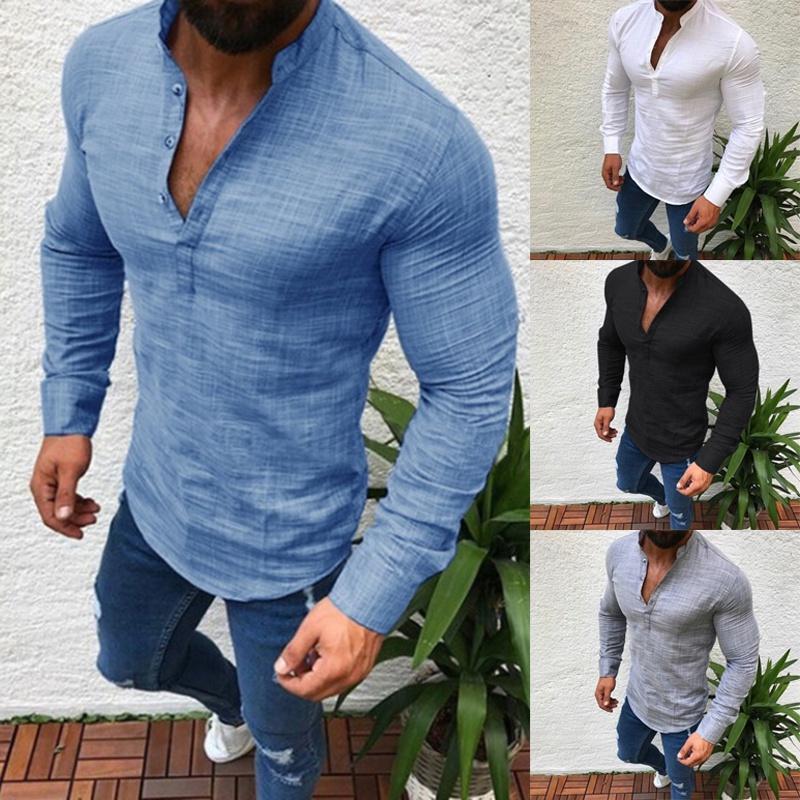 Versatile Men's Slim Fit V Neck Long Sleeve Muscle Tee T-shirt Ideal For Any Occasion