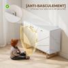 Living Room Sideboard, 2 Three-Door Cupboards, Adjustable Shelf, Metal Legs, White Marble Effect