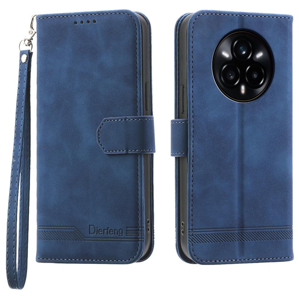 DIERFENG DF-03 For Realme 14 Pro 5G Leather Case Lines Imprint Wallet Phone Cover