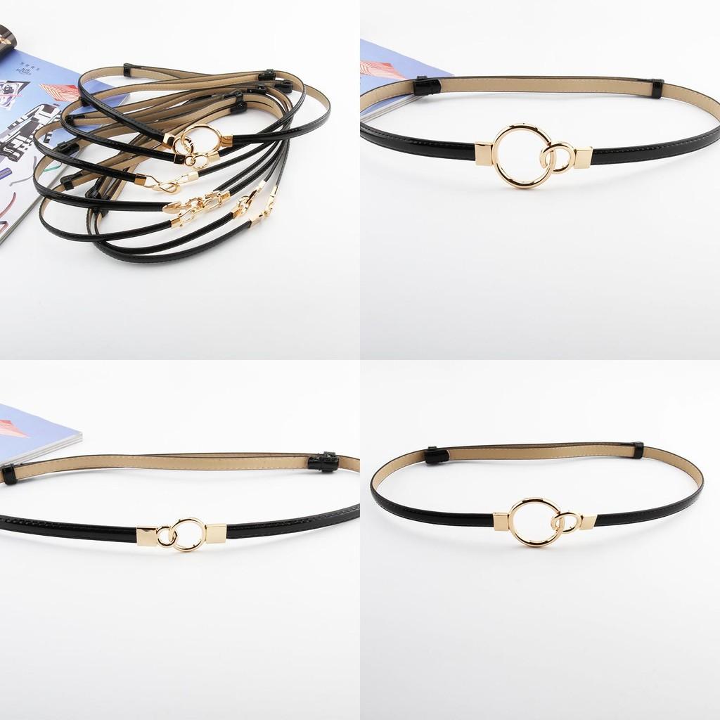 Simple Solid Color Ring Buckle Decoration Women Slim Waist Belt For Elegant Outfits