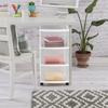 3 Drawer Plastic Storage Cart Rolling Organizer Multi-purpose Clear Bins Bedroom Kitchen Bathroom Craft Room Toy Organizer