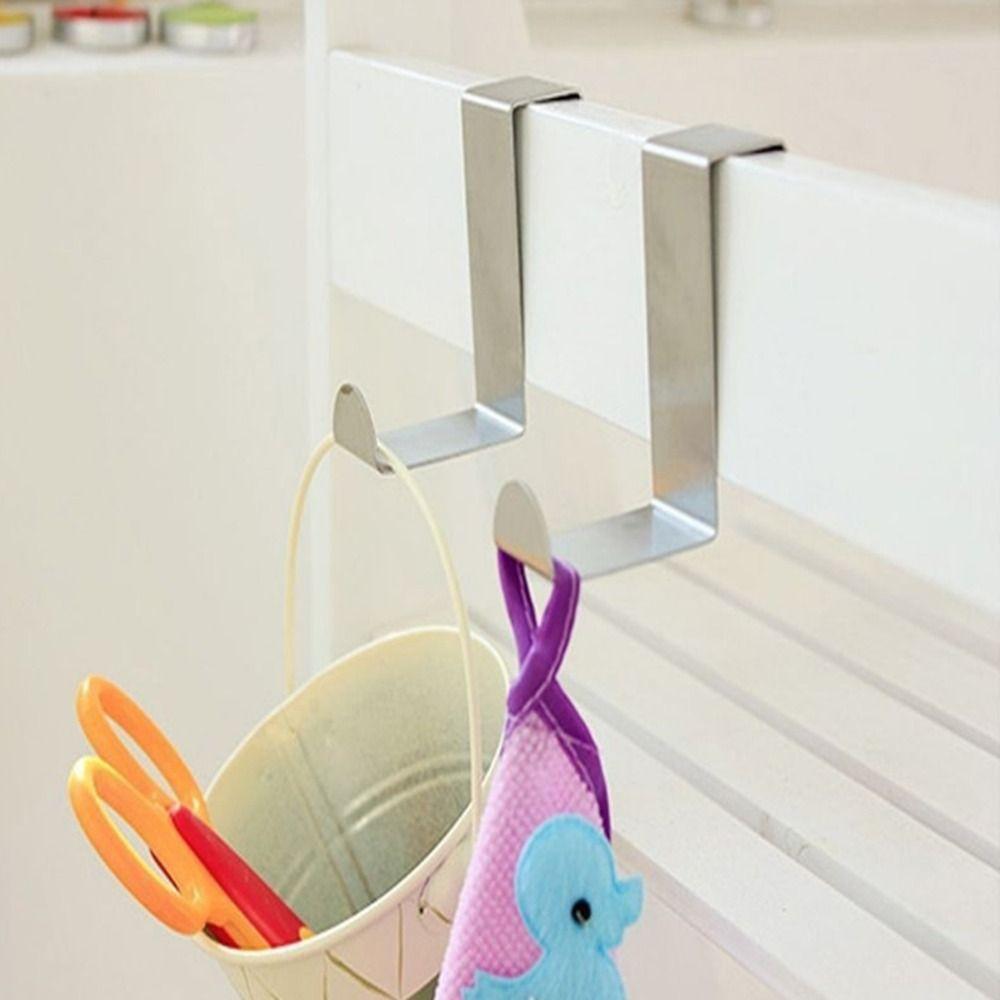 Punch-Free For Kitchen Bathroom Door Rear Organizer Storage Rack Clothes Hanger Hook Key Hook