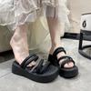 Internet Celebrities Thick-soled Heightening Soft-soled Non-slip Fashion Sandals 2025 Summer New Sweet and Lightweight Two-wear One-word Drag Women