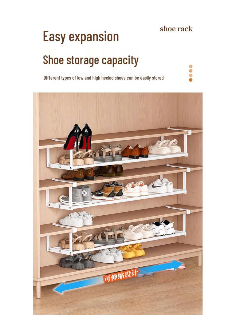 Retractable Shoe Cabinet with Layered Partitions for Space-Saving Storage.